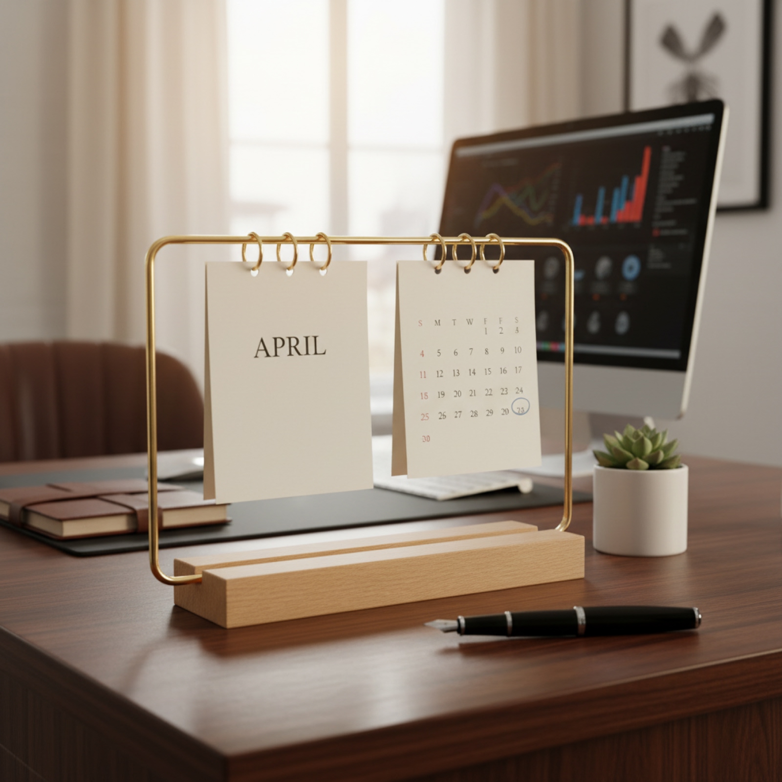 Office Tech Gadgets - Base de madera para calendario, soporte