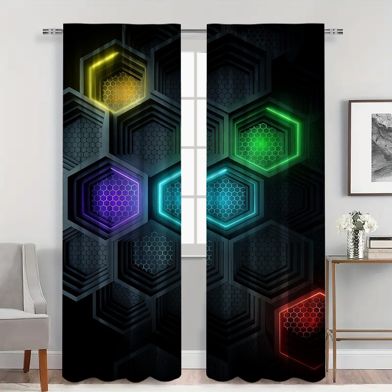 Cortinas geométricas modernas  - Office Print Tech reseña y precio