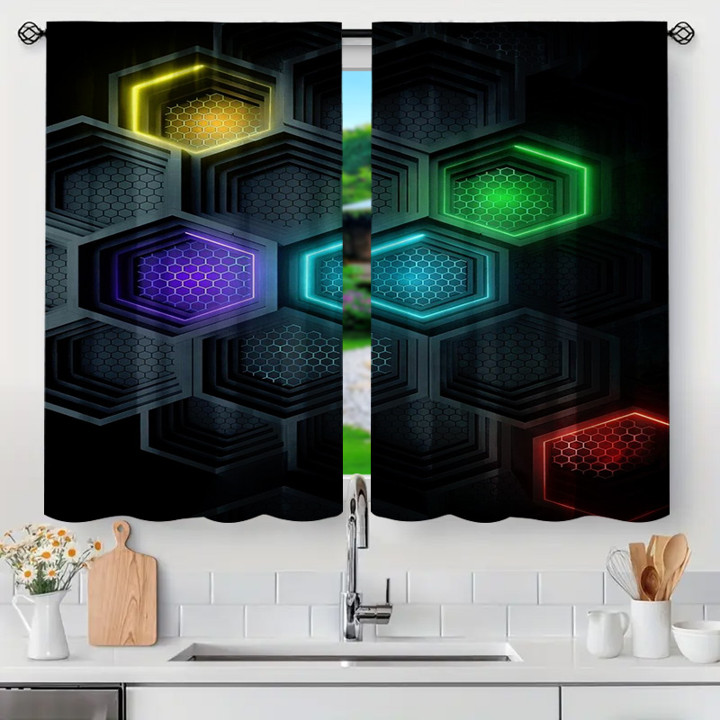 Cortinas geométricas modernas  - Office Print Tech reseña y precio