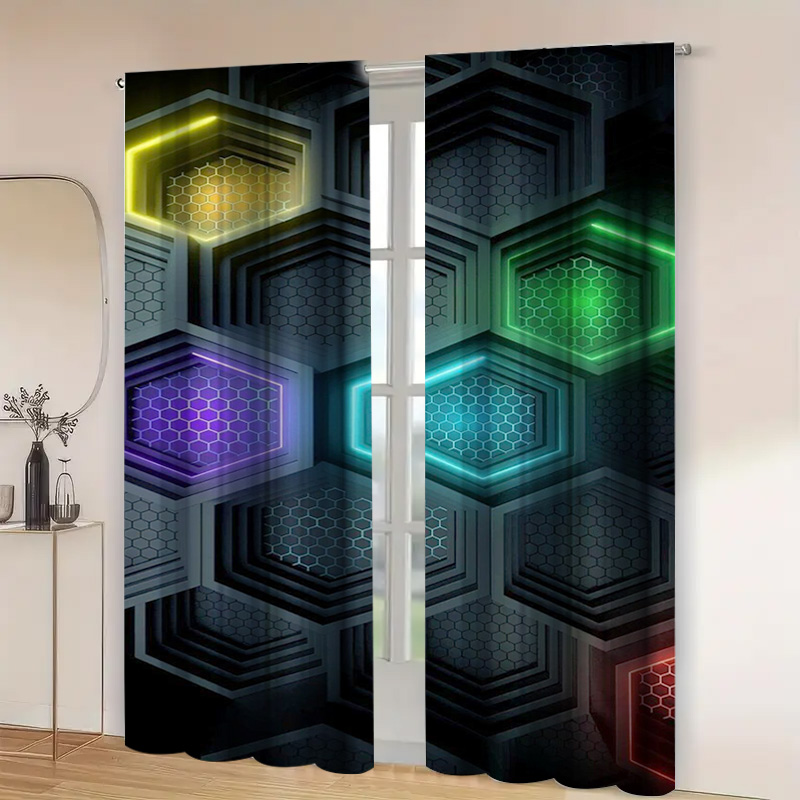 Cortinas geométricas modernas  - Office Print Tech reseña y precio