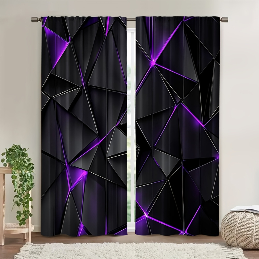 2 Cortinas con Estampado Digit - Office Tech Background reseña y precio